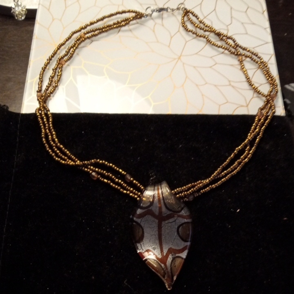 Elegant Leaf Copper Seed Beaded Necklace
